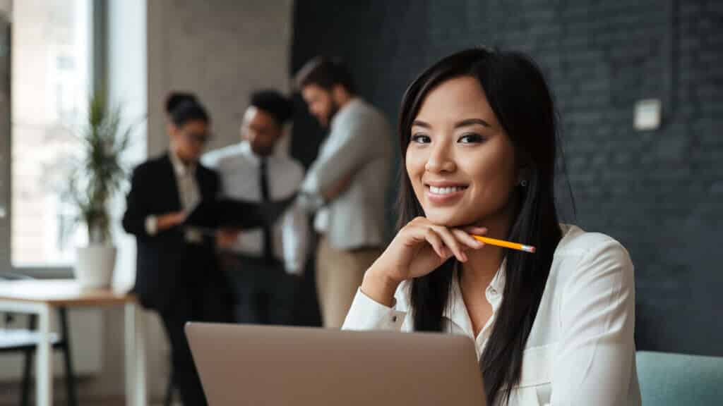 business woman smiling business coaching